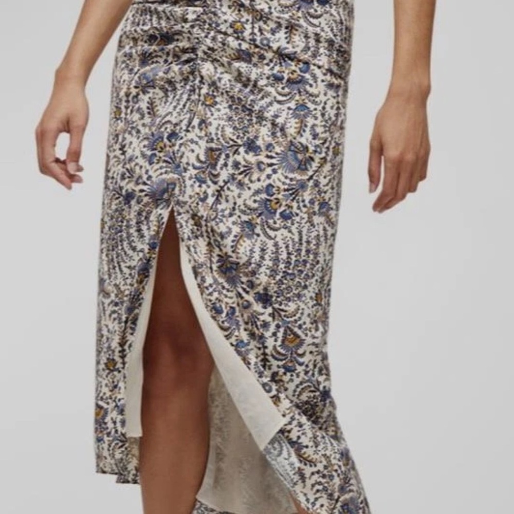 Veronica Beard Women's White Silk Blend Pixie Floral Midi Skirt Size 4
